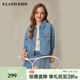 E·LAND KIDS衣戀女童外套春季新品學(xué)院風(fēng)復古牛仔翻領(lǐng)夾克 L/Indigo淺靛藍色/56 160