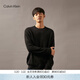 Calvin KleinJeans秋冬男士羊毛混紡休閑通勤ck暗紋字母圓領(lǐng)內搭打底針織毛衣 BEH-太空黑 S
