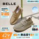 百麗布鞋透氣男夏季商場(chǎng)同款厚底一腳蹬休閑鞋8SW01BM5預售 卡其色（彈力帶） 41 (255mm)