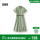 森馬（Semir）連衣裙女夏季襯衫領(lǐng)純棉開(kāi)叉中長(cháng)裙腰帶復古風(fēng)工裝裙101325114057