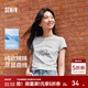 森馬（Semir）短袖t恤女短款修身可愛(ài)小狗印花2025夏裝新款正肩辣妹顯瘦打底衫 淺花灰00235 L