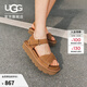 UGG夏季新款女士時(shí)尚舒適純色厚底露趾魔術(shù)貼搭扣休閑涼鞋1178875 CHE | 栗色 39