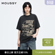 moussy 新品做舊復古汽車(chē)字母寬松短袖T恤028IAZ90-1141 020黑色 均碼