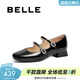 百麗（Belle）周雨彤關(guān)曉彤同款氣質(zhì)牛皮瑪麗珍女商場(chǎng)款雙條帶單鞋3QA17AQ5預售 黑色 36 (230mm)