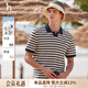 哈吉斯（HAZZYS）男裝 夏季休閑上衣撞色條紋短袖POLO衫男ASTZE0BBE38 藏青色NV XL （180/100A 50）