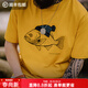 馬登工裝 美式復古深海魚(yú)植絨印花T恤重磅純棉圓領(lǐng)短袖體恤男夏季 金沙黃 M