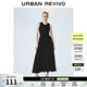 UR秋季新款女裝拼接設計修身小黑裙無(wú)袖連衣裙UWM750087 黑色 S