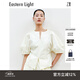 乙來(lái)（EASTERN LIGHT）【明星同款】新品連衣裙套裝2025法式黑白色泡泡袖半身夏季女裙 短袖小衫-香檳黃 M