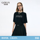 歌莉婭男女同款天絲T恤休閑寬松短袖上衣打底衫1E6J0B250 00B黑色 S