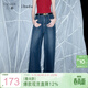 三彩2025秋季新款休閑牛仔褲高腰寬松闊腿褲長(cháng)褲女
