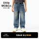 little MO&Co.涼感抑菌 little moco童裝25秋裝新款男童牛仔褲直筒褲長(cháng)褲結構 牛仔淺藍色 涼感抑菌 160 160/66