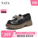 他她（TATA）新款厚底蝴蝶結淑女樂(lè )福鞋舒適百搭 黑色 39