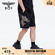 BOY LONDON潮牌休閑褲男女同款夏寬松高街黑金撞色休閑短褲N13902 黑色 S