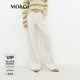 MO&Co.牛仔褲2026春新品白色低腰寬松長(cháng)直筒A字闊腿拖地長(cháng)褲M(mǎn)BF1JENT14 牛仔白色 XS 25