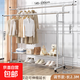 不銹鋼晾衣架落地伸縮家用室內外晾衣服收納置物陽(yáng)臺單雙桿掛衣架 華寶-雙杠2.3米升級款雙層置物架帶剎車(chē)輪帶墊可伸縮