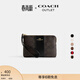 蔻馳（COACH）奧萊女士女包經(jīng)典標志老花條紋圖案角拉鏈腕包卡包手拿包 IM/胡桃木色/黑色