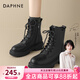 達芙妮黑色馬丁靴女2025秋冬厚款戶(hù)外旅游經(jīng)典穿搭配裙子厚底英倫風(fēng)短靴 黑色-8孔【秋冬加絨款】 36