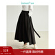 茵曼（INMAN）【商場(chǎng)同款】圍裹式半身裙2024春女裝新款腰頭繡花大傘擺裙子 午夜黑 S