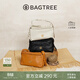 BAGTREE【明星同款】包包樹(shù)奶盒包植鞣皮單肩斜挎腋下通勤Hobo枕頭女士包 檀黑色-小號【雙磁吸款】 高級小眾