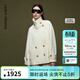 朗姿【高智衣櫥】羊毛大衣翻領(lǐng)雙排扣氣質(zhì)毛呢外套冬季新款 米白色 S