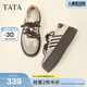 他她（TATA）烏梅子醬厚底德訓鞋女鞋新款休閑增高平跟板鞋W9B02AM6 米白/啡（單里） 36