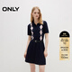 ONLY2025夏季新款學(xué)院風(fēng)假兩件翻領(lǐng)菱格短裙連衣裙女|125346003 E39深藍色 XL