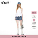 DZZIT地素牛仔短褲夏季刺繡工藝丹尼高腰短褲女 藍色 XS