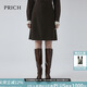 PRICH時(shí)尚復古人字紋開(kāi)衩半身裙冬季新款通勤商務(wù)保暖A字裙 85棕色 S 160