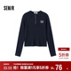 森馬（Semir）毛衣女冬季短款半開(kāi)襟刺繡修身套頭衫女生風(fēng)顯瘦上衣107724107001