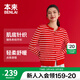 本來(lái)（benlai）女裝圓領(lǐng)紅色條紋女士針織衫2026春季新款開(kāi)衫BNM960002 大紅條紋 S