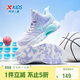 特步童鞋兒童網(wǎng)布透氣籃球鞋防滑耐磨運動(dòng)鞋 雪青紫 35