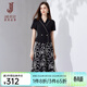 經(jīng)典故事（JANE STORY）法式西裝領(lǐng)碎花連衣裙女2026夏季新款設計感拼接時(shí)尚收腰顯瘦長(cháng)裙 黑色 XL