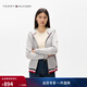 Tommy Hilfiger26春夏新款女裝純棉休閑通勤運動(dòng)拼色條紋連帽開(kāi)衫衛衣外套 灰色P8F (批次一) S