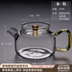 從簡(jiǎn) 側把玻璃茶壺小號手工日式加厚耐高溫家用可加熱養生壺帶過(guò)濾泡茶壺 玻璃小壺H21檸檬黃【大號400ML】
