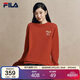 FILA 斐樂(lè )官方男女情侶款針織長(cháng)袖2026春時(shí)尚休閑純棉海棠花長(cháng)T恤