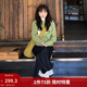 茵曼2025冬季女裝新款萌趣立體刺繡絨感毛衣慵懶長(cháng)袖針織衫 綠色 S
