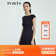 PORTS寶姿商場(chǎng)同款新品女裝氣質(zhì)純色修身短袖連衣裙LL8N021RWE005 丈青 L (8)