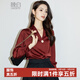 晚白【新品】2026春款優(yōu)雅輕熟風(fēng)V領(lǐng)上衣緞面垂順不易皺免燙氣質(zhì)襯衫 暗紅色 L