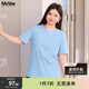 MsShe【天絲棉正肩T恤】大碼女裝2025夏裝高端顯瘦短袖女上衣微胖妹妹 冰河藍色現貨-5030 3XL