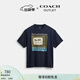 蔻馳（COACH）奧萊男士EVERYDAY拼貼裝飾棉質(zhì)型短袖T恤 海軍藍色 M
