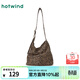 熱風(fēng)（Hotwind）女包豹紋帆布包秋季新款女士帥氣時(shí)尚歐美復古大容量磁扣單肩包 02棕色 F