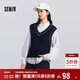 森馬（Semir）[商場(chǎng)同款]長(cháng)袖襯衫女襯衣V領(lǐng)背心2025春寬松兩件套101125105011