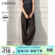 LAGOGO深灰色垂感休閑褲女拉谷谷2025年春季新款舒適通勤闊腿褲子 深灰色 M
