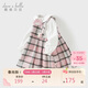 戴維貝拉兒童棉連衣裙女童格子裙女寶寶洋氣學(xué)院風(fēng)裙子