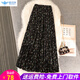 歐貝汐復古碎花半身裙女2026早春新款高腰大擺印花長(cháng)裙褶皺裙子 黑色 L