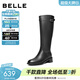 百麗（Belle）時(shí)尚簡(jiǎn)約騎士靴女冬季新款商場(chǎng)同款真皮方跟高筒靴F2X1DDG5 黑色 40