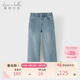 戴維貝拉（DAVE＆BELLA）兒童褲子女童牛仔褲中大童直筒褲春裝休閑長(cháng)褲