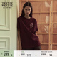 Teenie Weenie小熊女裝t恤夏季寬松白色休閑圓領(lǐng)短袖上衣 酒紅色 M