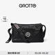 GROTTO個(gè)樂(lè )黑石包經(jīng)典大容量植鞣綿羊皮單肩斜挎通勤軟包男女款禮物 黑石L（銀標）