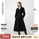 朗姿純羊毛軍旅風(fēng)收腰顯瘦氣質(zhì)高級呢子大衣修身毛呢外套冬季新款 黑色 M